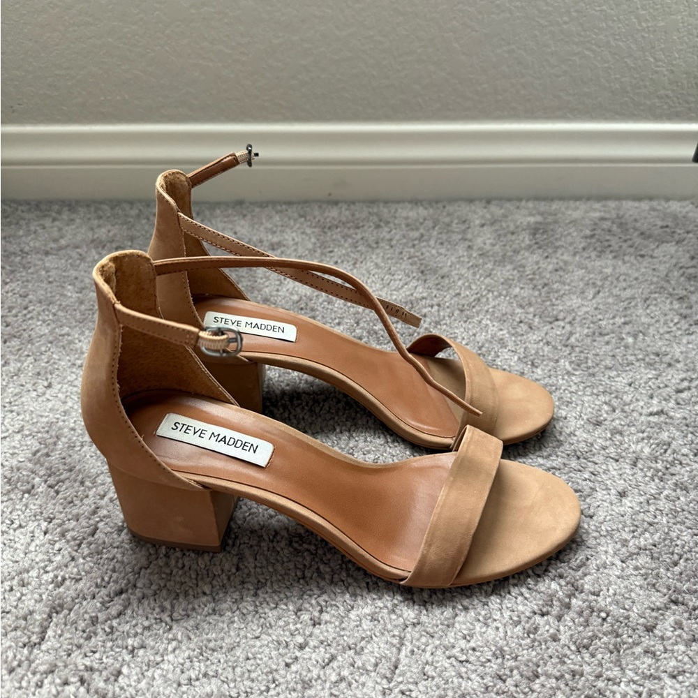 Steve Madden Beige Block Heel Sandals